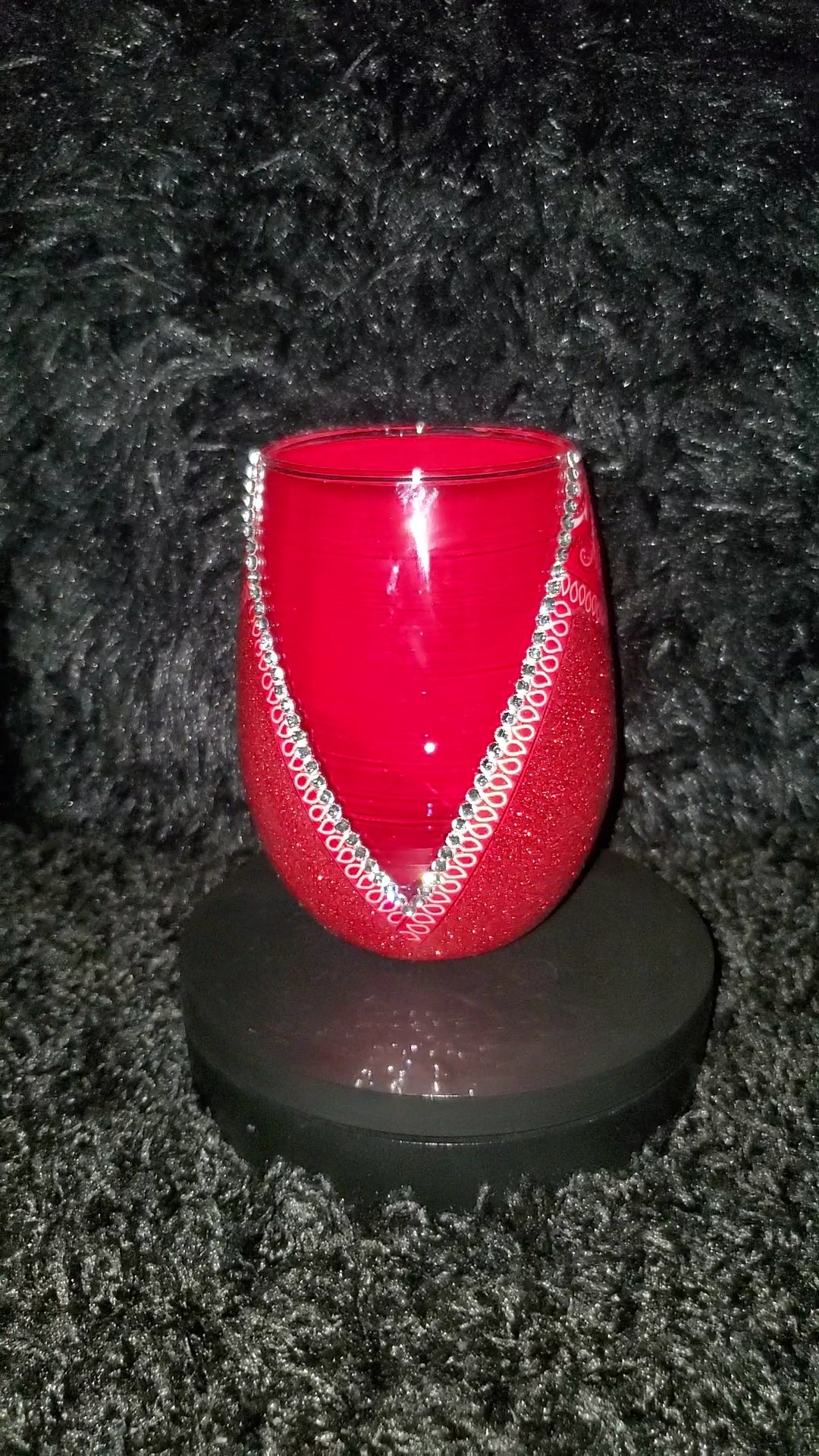 Red Bandana And Glitter Stemless Wineglass
