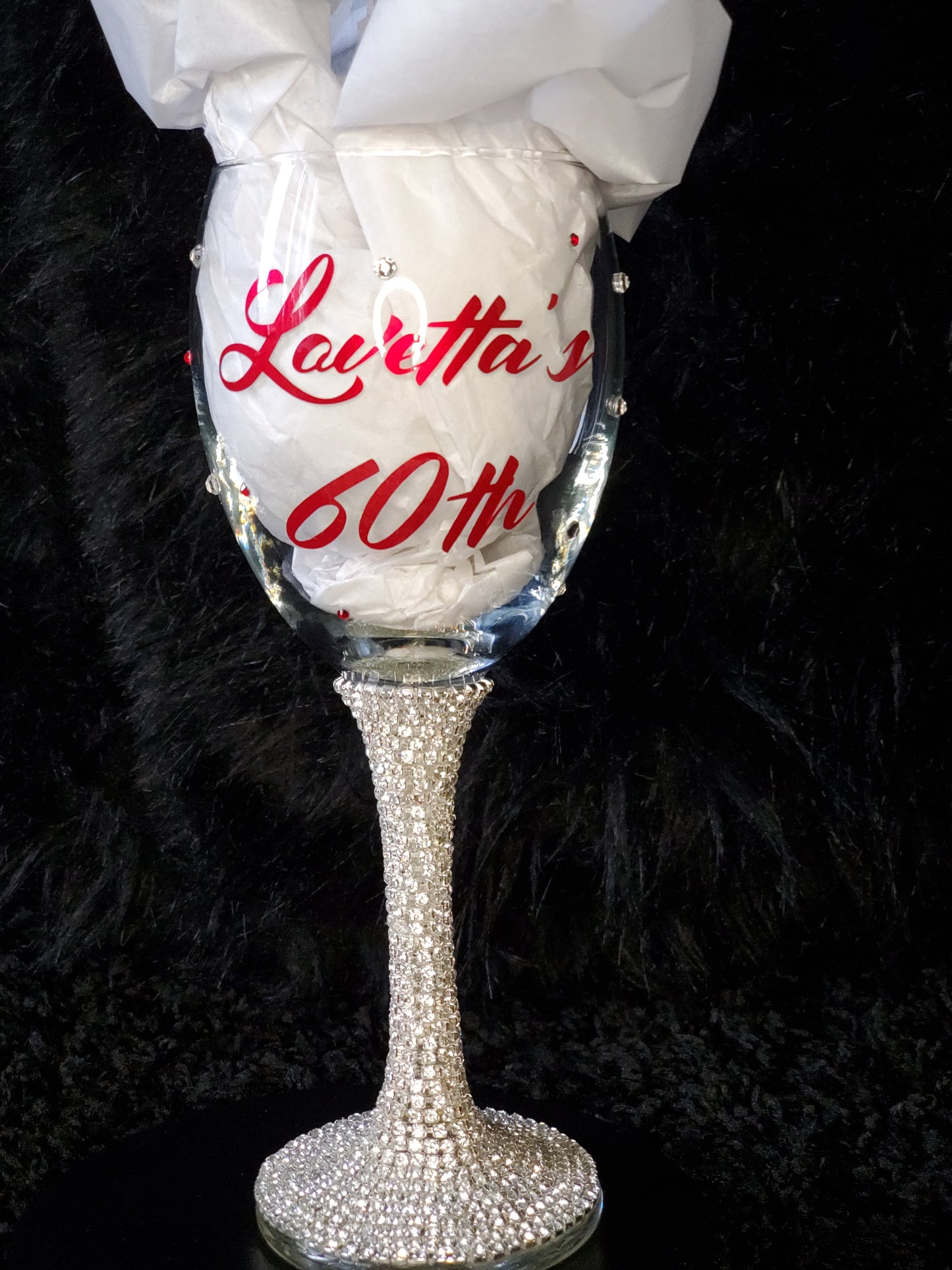 Custom Wine Glass With Blinged Stem