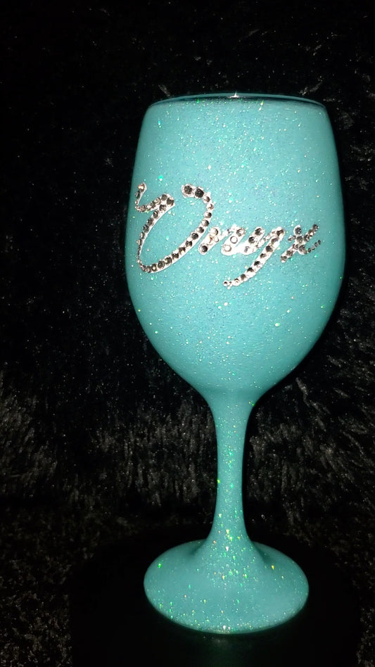 Fully Glittered Wine Glass with A Bling Name