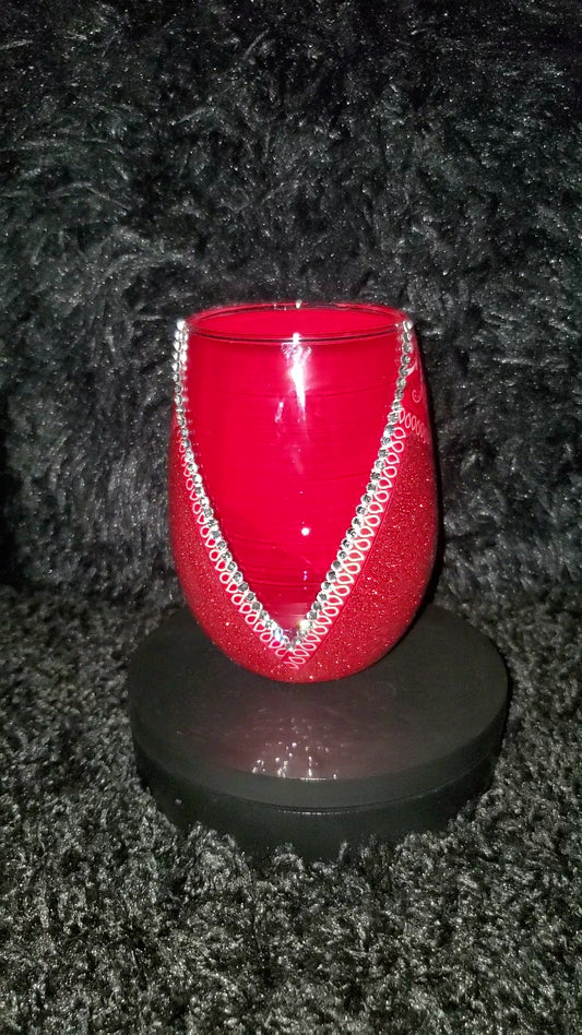 Red Bandana And Glitter Stemless Wineglass